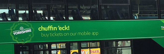 An example of The Keighley Bus Company's use of local dialect.