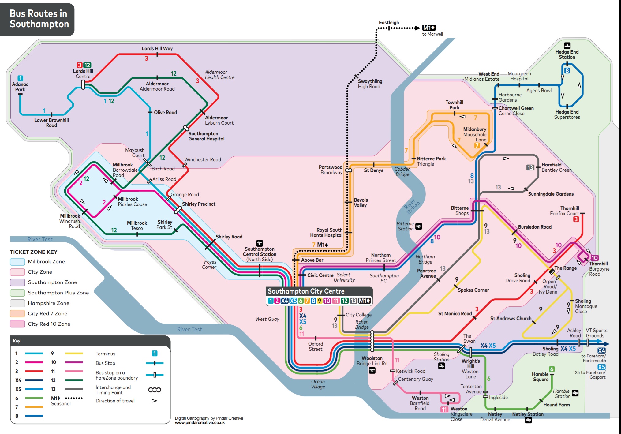 First Southampton's bus network as of February 2017